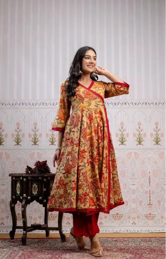 Hansa Golden Red Angrakha Set